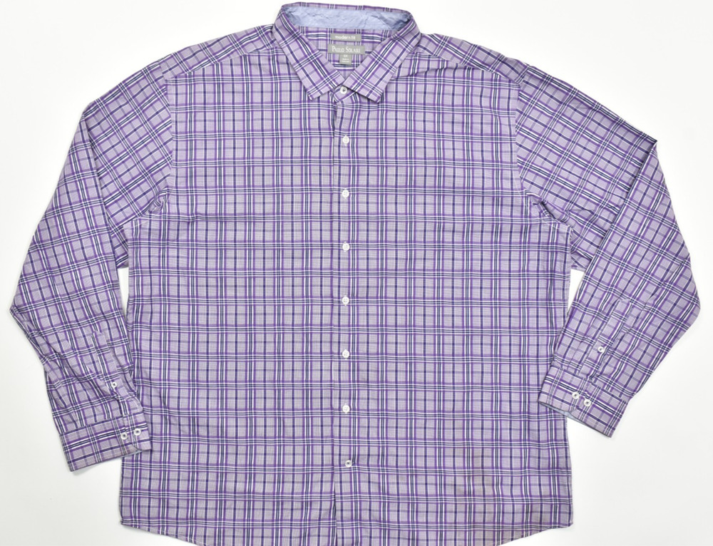 Paulo Solari Shirt Men 5X Purple Plaid Modern Fit Long Sleeve Button Up Casual